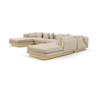 Luxury Modular Sofa with Karst-Inspired Sculptural Design & Polished Brass Frame