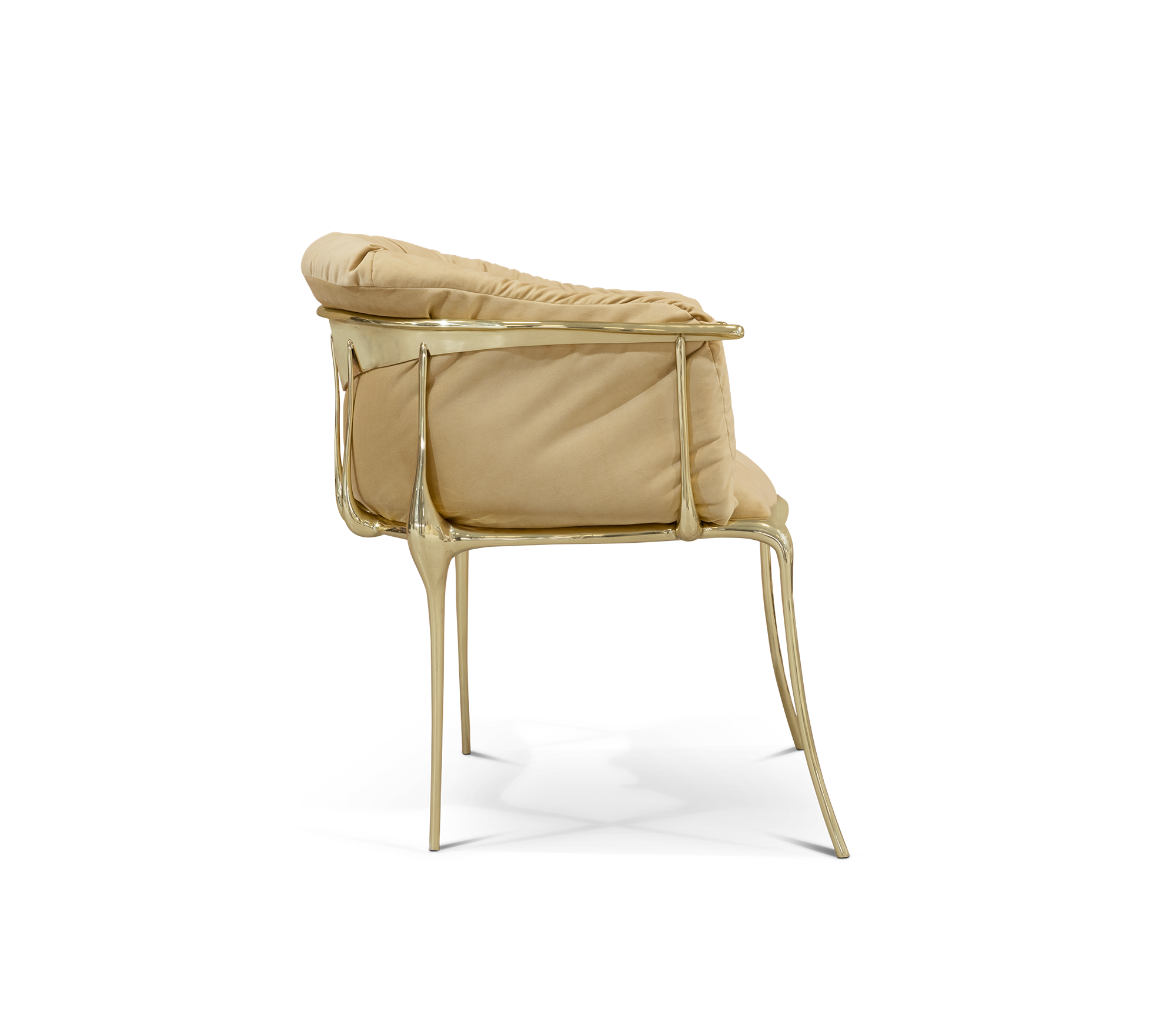 Luxury Surrealist Armchair with Gold-Plated Brass Frame, Velvet Seat & Sculptural Design
