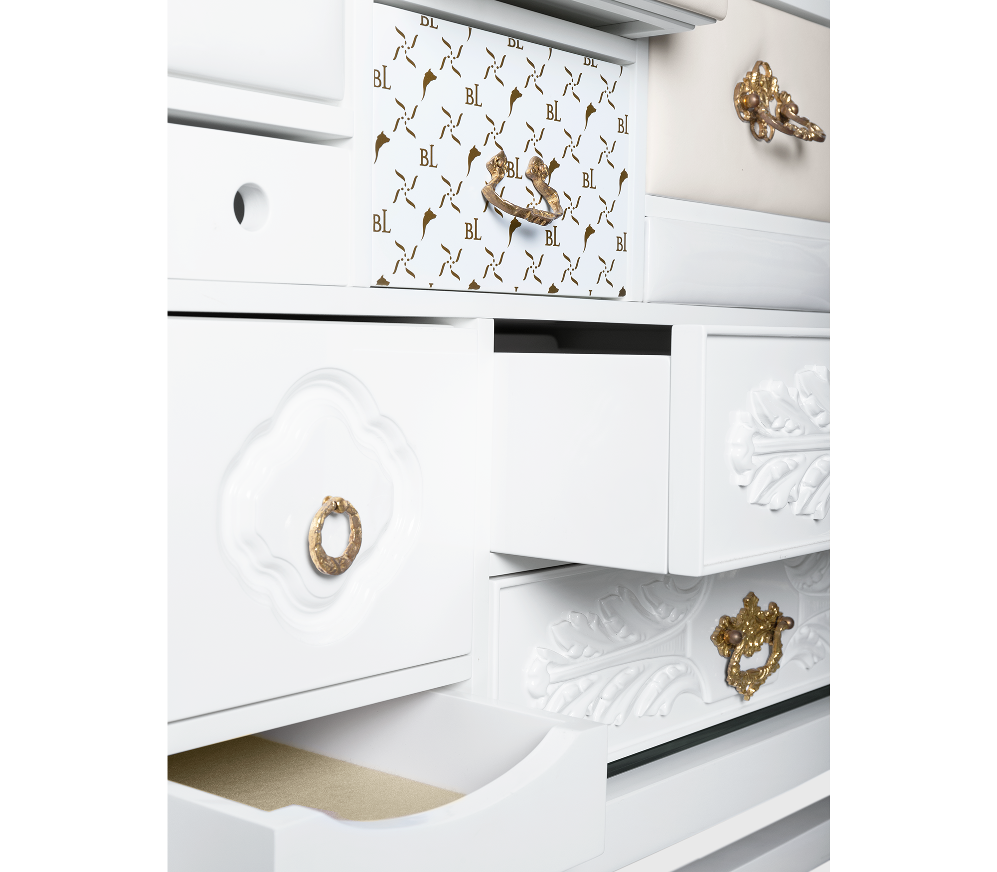 Luxury Black Sideboard Cabinet with Geometric Design & Hidden Storage