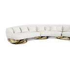Luxury Sculptural Curved Sofa with Polished Hammered Brass Base & Organic Design