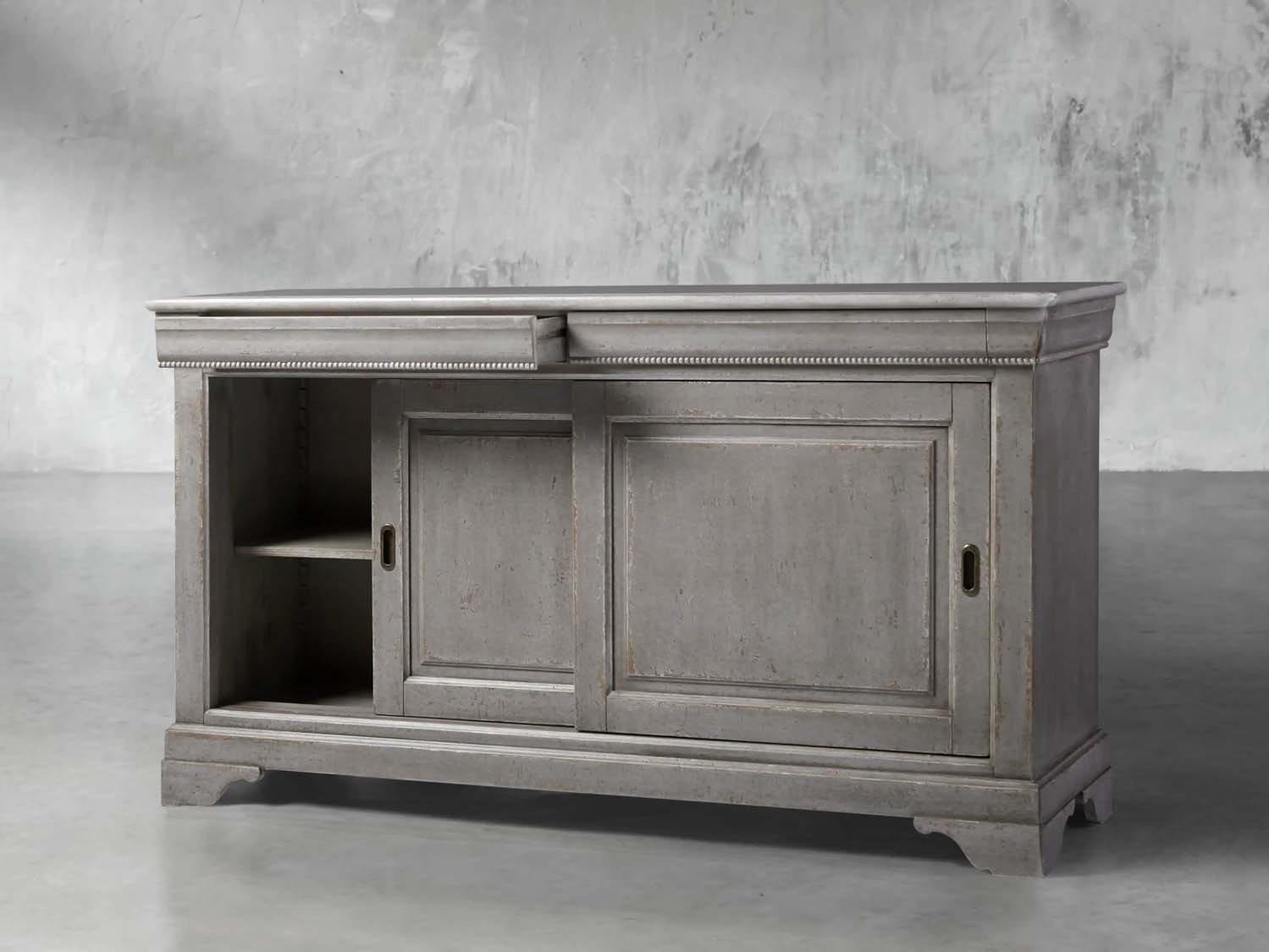 Giada Bell'Arte Vintage Console Storage Cabinet Handcrafted Italian Antique Grey Entryway Cabinet