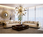 Luxury Carrara Marble Coffee Table with Sculptural Brass Frame & Organic Design