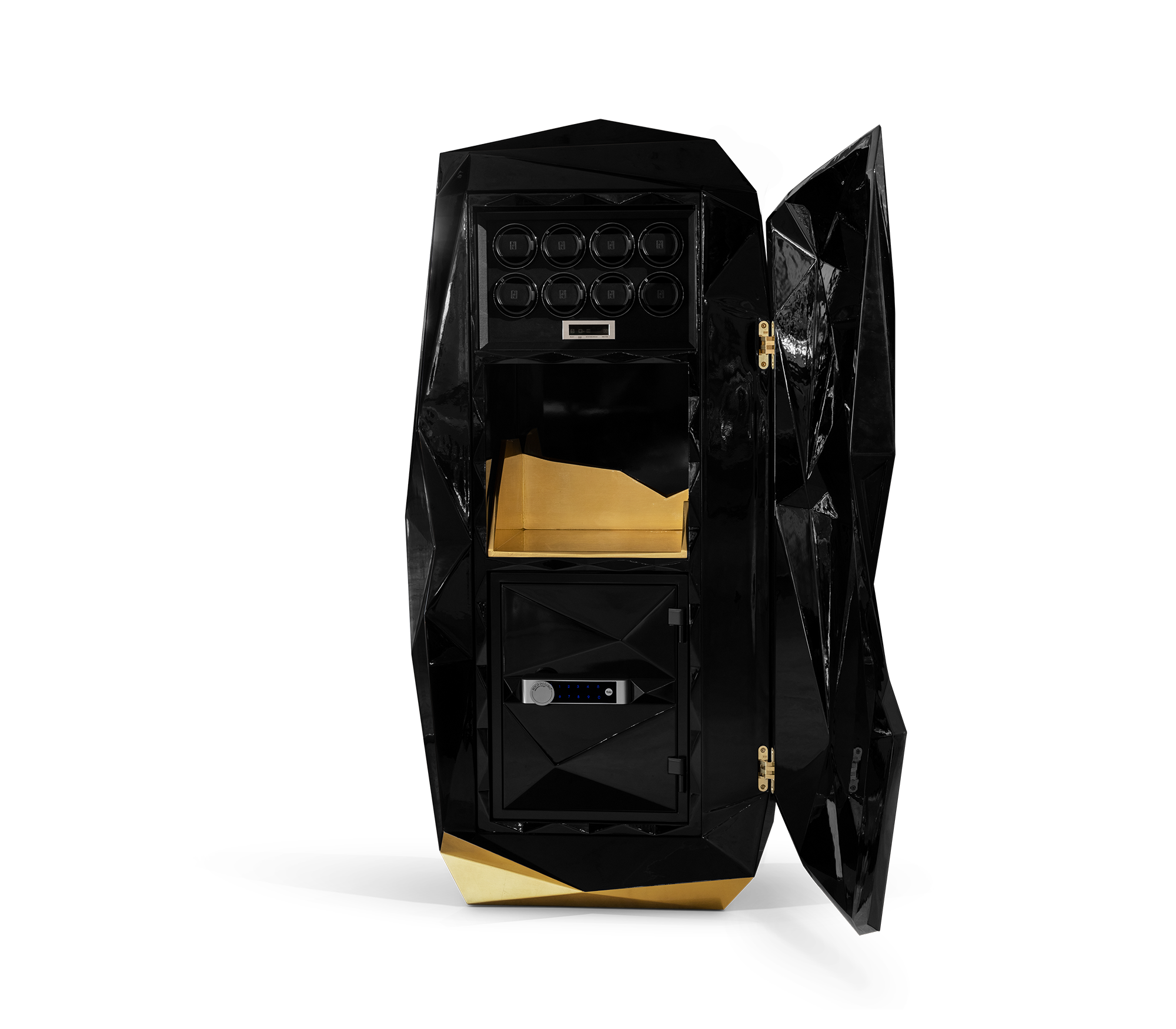 Luxury Diamond Floor Safe with Hidden Watch Winder & Certified High-Security Storage System