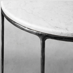 Thaddeus Metal Semi-Circle Marble Console Table Hand-Forged Entryways Entrance Table