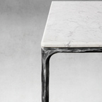 Thaddeus Metal Marble Rectangular Dining Table Hand-Forged Kitchen Table