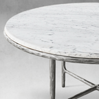 Thaddeus Metal Marble Round Dining Table Hand-Forged Kitchen Table