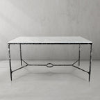 Thaddeus Metal Rectangle Marble Desk Hand-Forged Office Desk Computer Desk