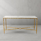 Thaddeus Metal Rectangle Marble Console Table Hand-Forged Entryways Entrance Table