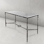 Thaddeus Metal Rectangle Marble Desk Hand-Forged Office Desk Computer Desk