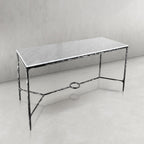 Thaddeus Metal Rectangle Marble Desk Hand-Forged Office Desk Computer Desk