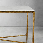 Thaddeus Metal Rectangle Marble Console Table Hand-Forged Entryways Entrance Table