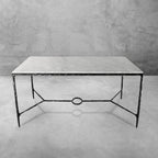 Thaddeus Metal Rectangle Marble Desk Hand-Forged Office Desk Computer Desk