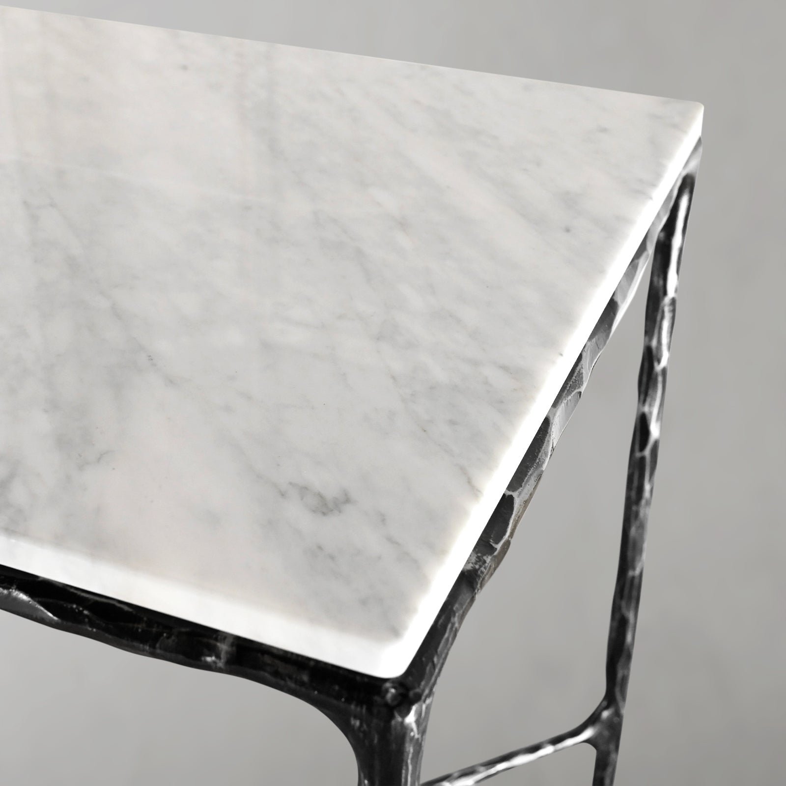 Thaddeus Metal Rectangle Marble Desk Hand-Forged Office Desk Computer Desk