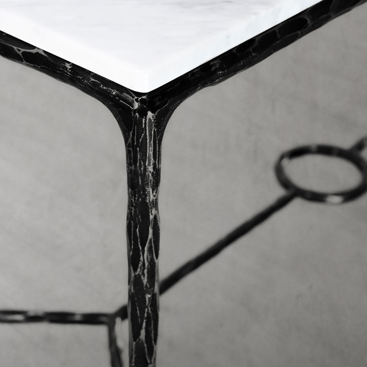 Thaddeus Metal Rectangle Marble Desk Hand-Forged Office Desk Computer Desk