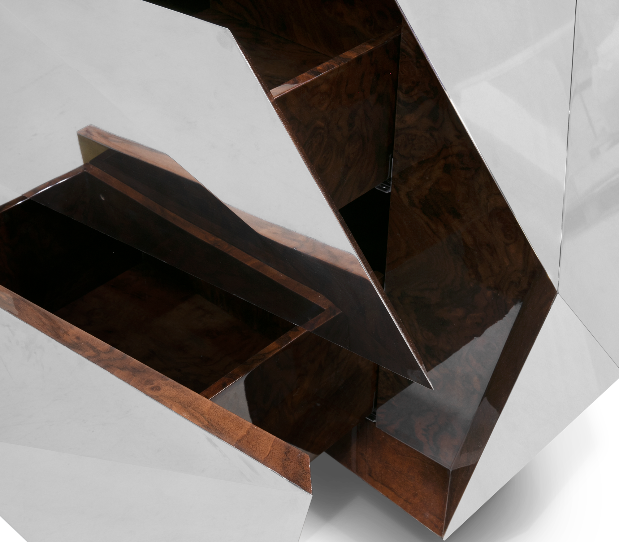 Luxury Diamond Sideboard Cabinet with Faceted Design & Hidden Storage