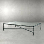 Thaddeus Metal Rectangular Glass Coffee Table Hand-Forged Living Sofa Center Tea Table
