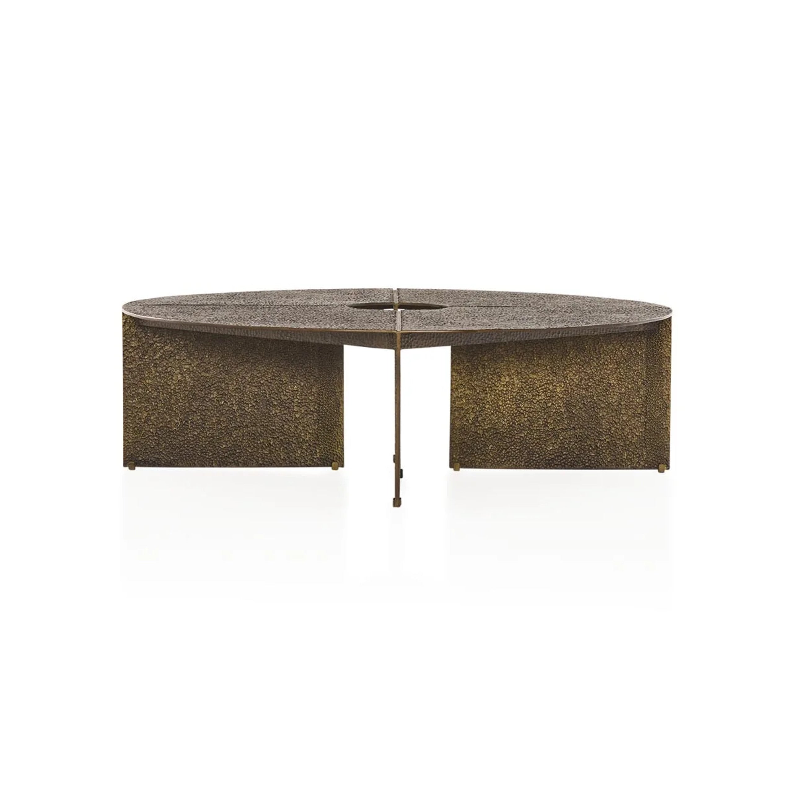 Bowie Couchtisch mit gehämmertem Couch-Zentral-Teetisch aus Aluminiumguss in Antikbronze