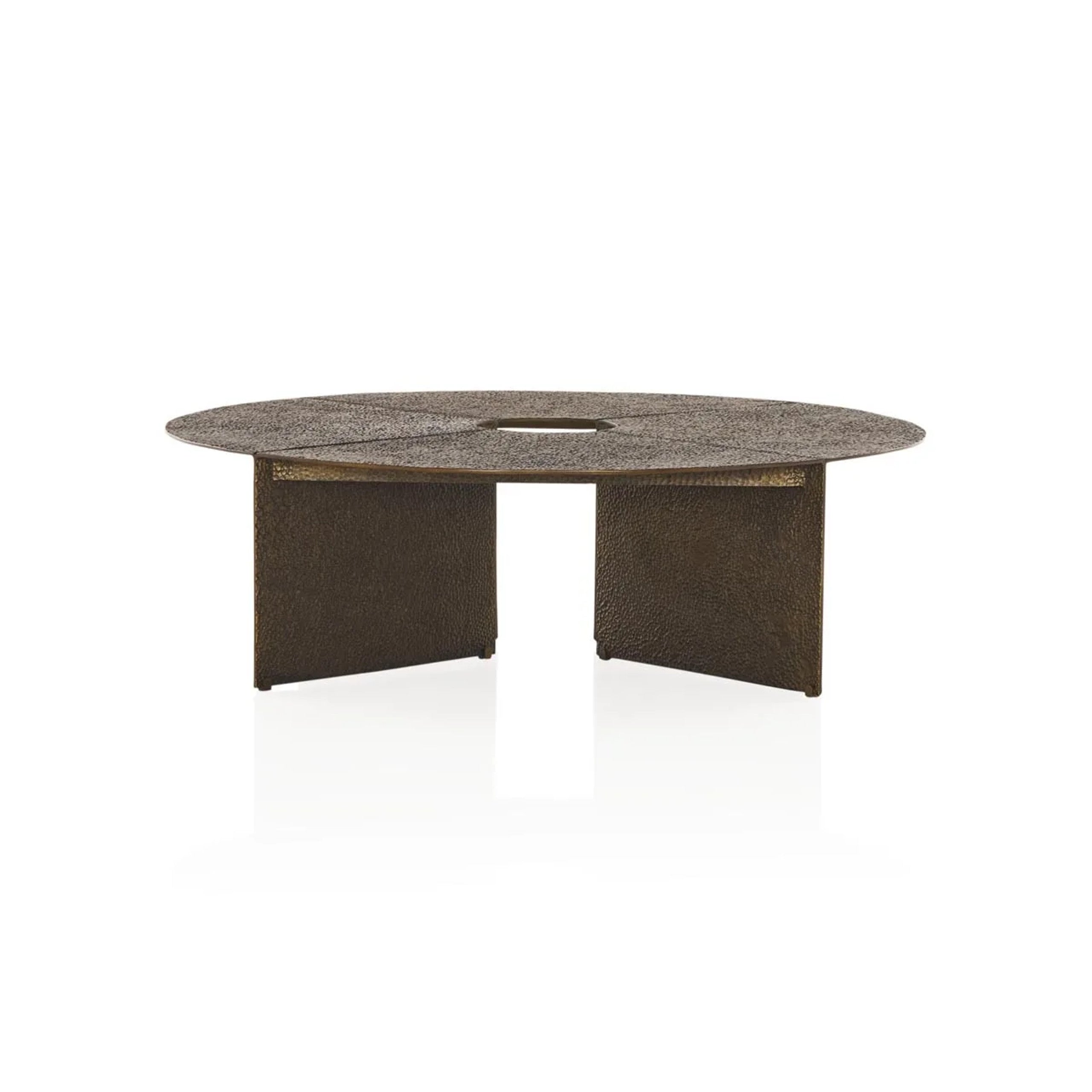 Bowie Couchtisch mit gehämmertem Couch-Zentral-Teetisch aus Aluminiumguss in Antikbronze