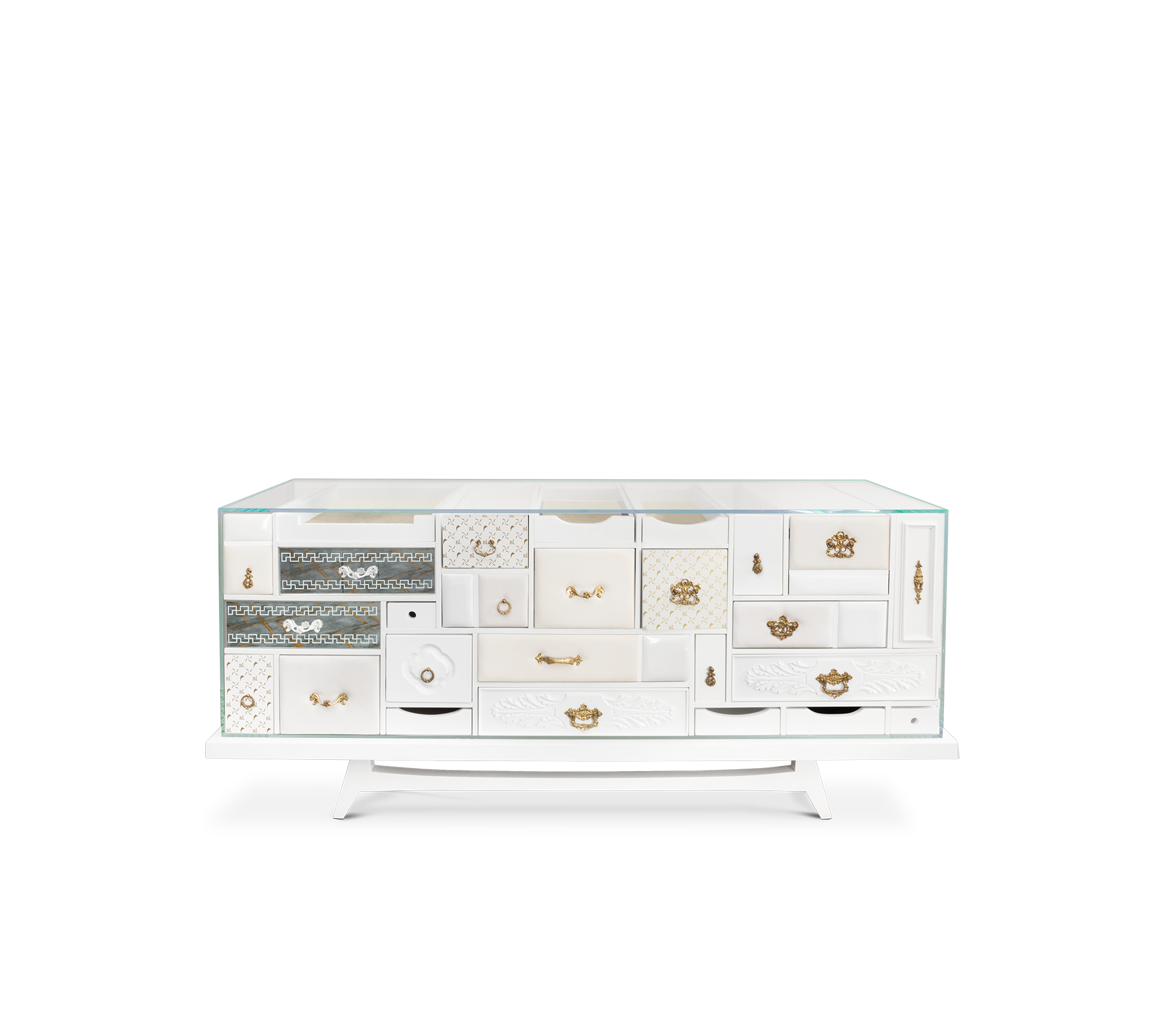 Luxury Black Sideboard Cabinet with Geometric Design & Hidden Storage