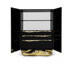 Luxury Marble Storage Cabinet with Brass Base, Hidden Shelves & Designer Storage