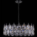 Lustre de luxe en métal noir et cristal, 61 x 61 x 21 cm, avec chaîne de suspension de 100 cm – Luminaire décoratif élégant