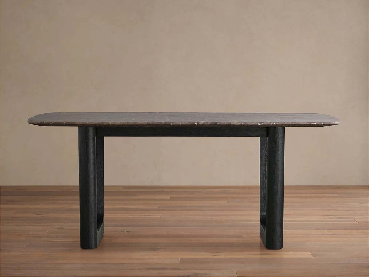 Saint Germain Stone Dining Table with Natural Marble Top Wood Rennes Metal Base