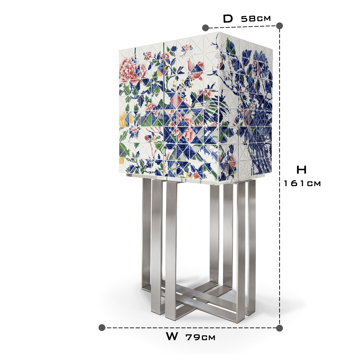 Luxury Geometric Bar Cabinet with Pixel-Inspired Design & Hidden Storage