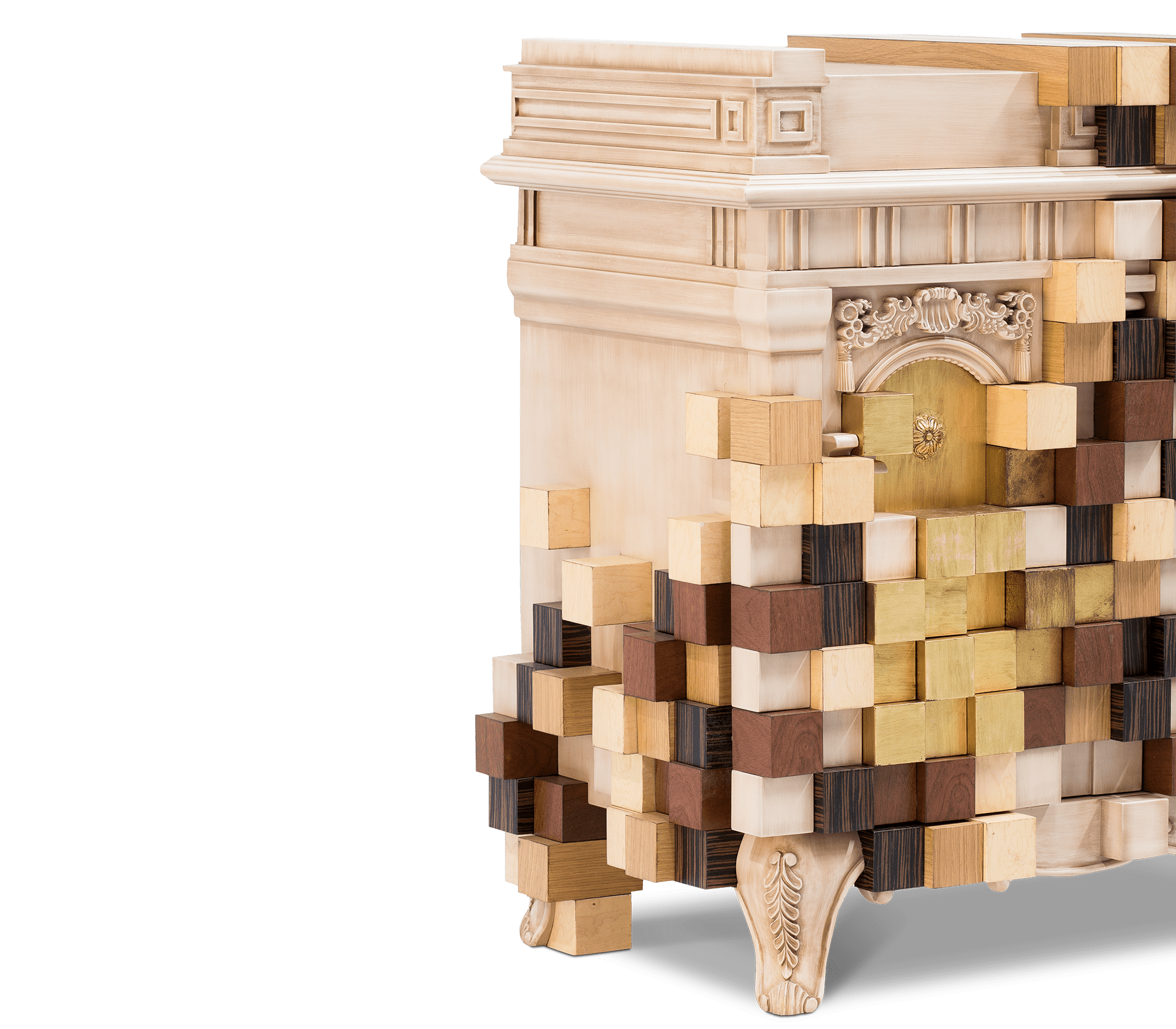 Luxury Mirrored Sideboard Buffet Cabinet with Gold Accents & Modern Storage