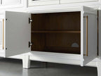Rowan Modular Wall Unit Storage System Wood Tall Display Cabinet with Reeded Glass Doors