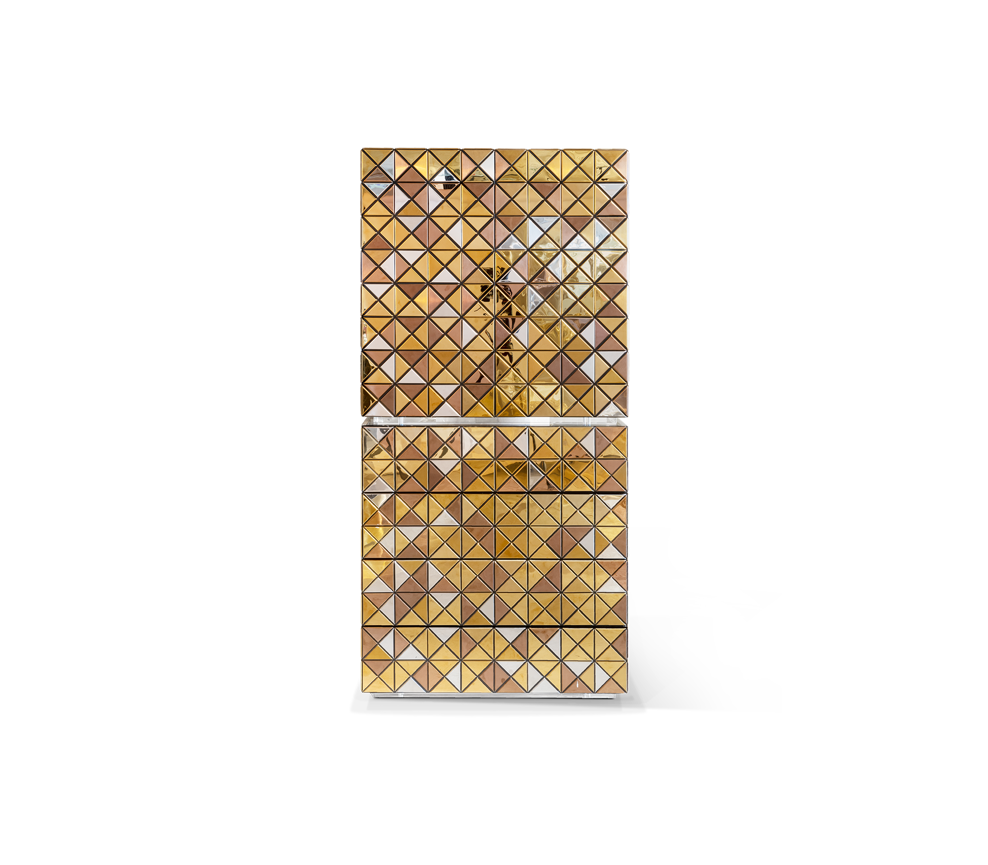 Luxury Walnut Curio Cabinet with Pixel-Inspired Design & Hidden Storage