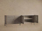 Pearson Mindi TV Stand Woven Cane Cabinet Doors Media Console Entrance Table Wood Sideboard Television Storage Unit Entryways Table