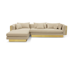 Luxury Modular Sofa with Karst-Inspired Sculptural Design & Polished Brass Frame