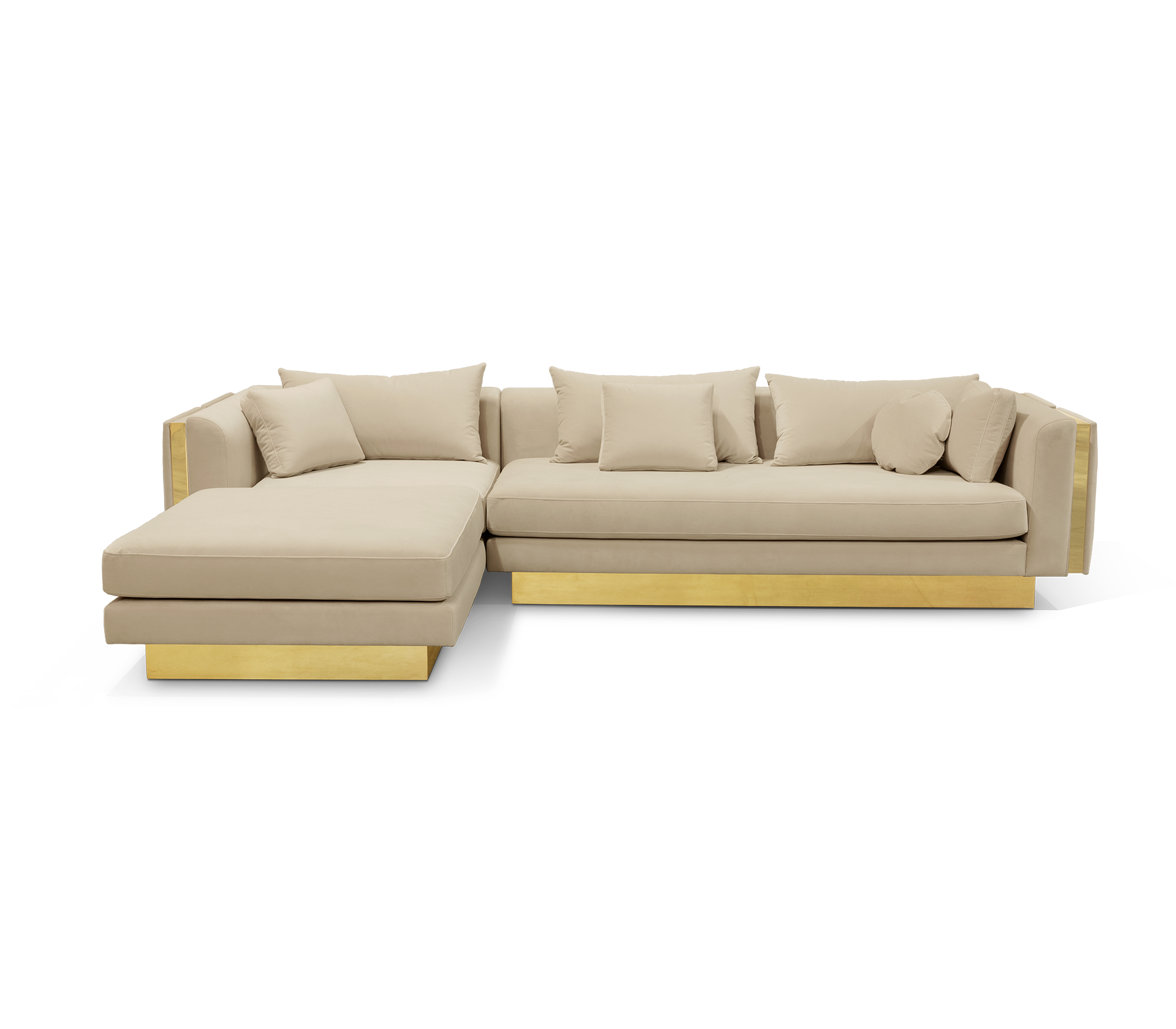 Luxury Modular Sofa with Karst-Inspired Sculptural Design & Polished Brass Frame