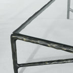 Thaddeus Metal Rectangular Glass Coffee Table Hand-Forged Living Sofa Center Tea Table