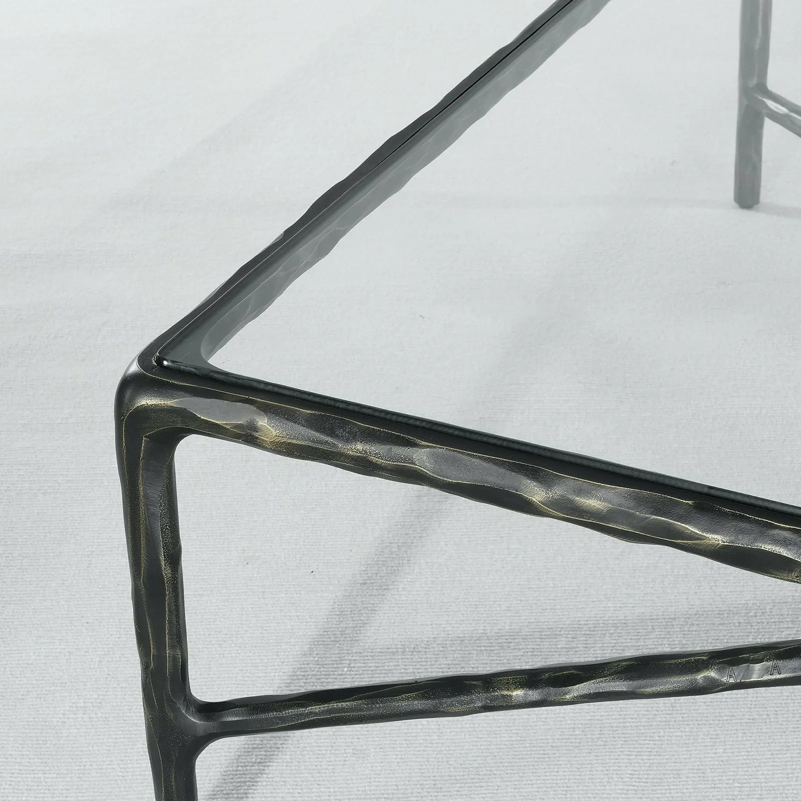 Thaddeus Metal Rectangular Glass Coffee Table Hand-Forged Living Sofa Center Tea Table