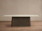 Saint Germain Stone Dining Table with Natural Stone Marble Wood Toulouse Base