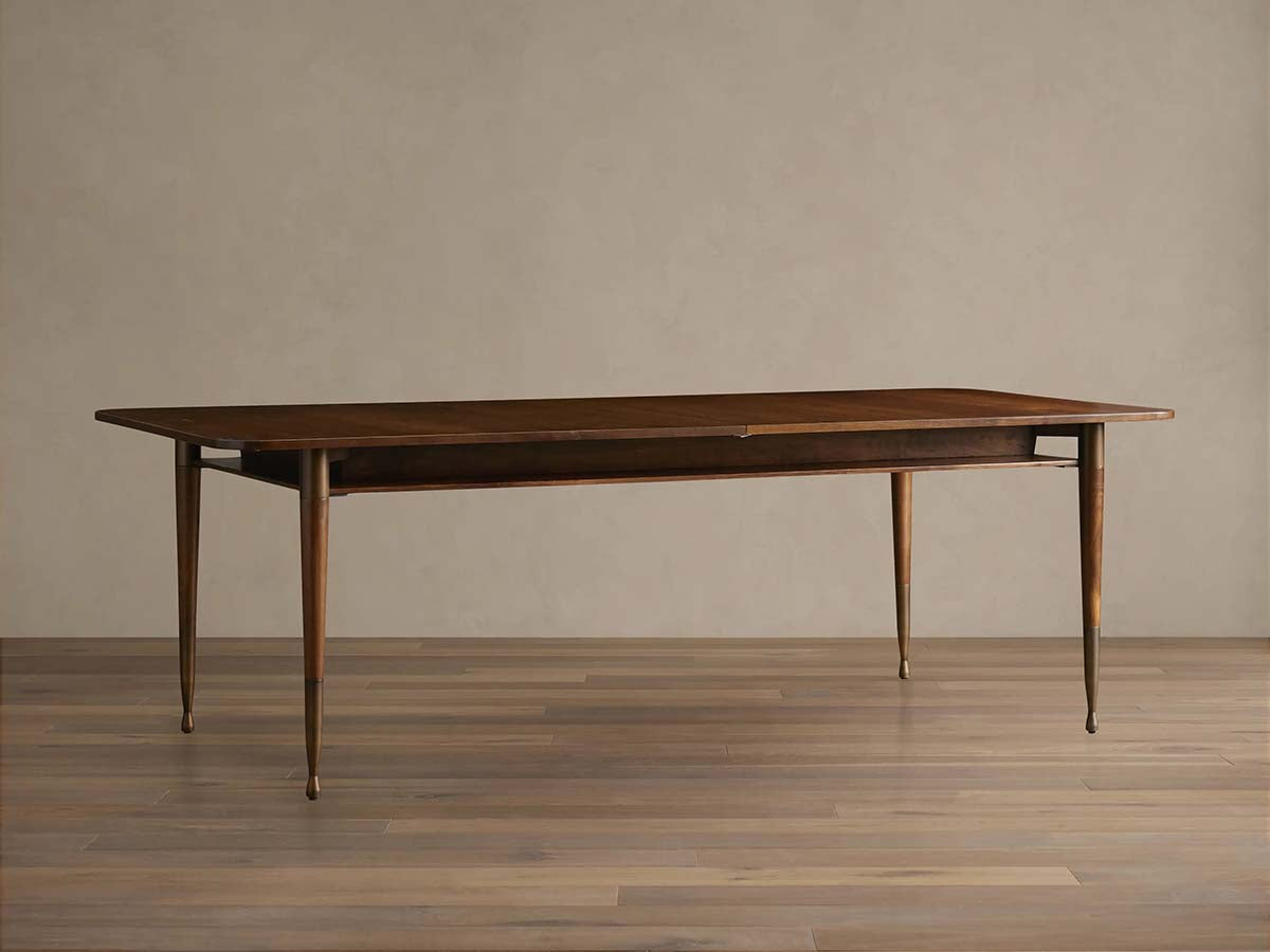 Ross Extension Dining Table with Solid Walnut Wood Self-Storing Leaf Mid-Century Style