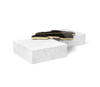 Luxury Black & White Coffee Table with Sculptural Design & High Gloss Finish