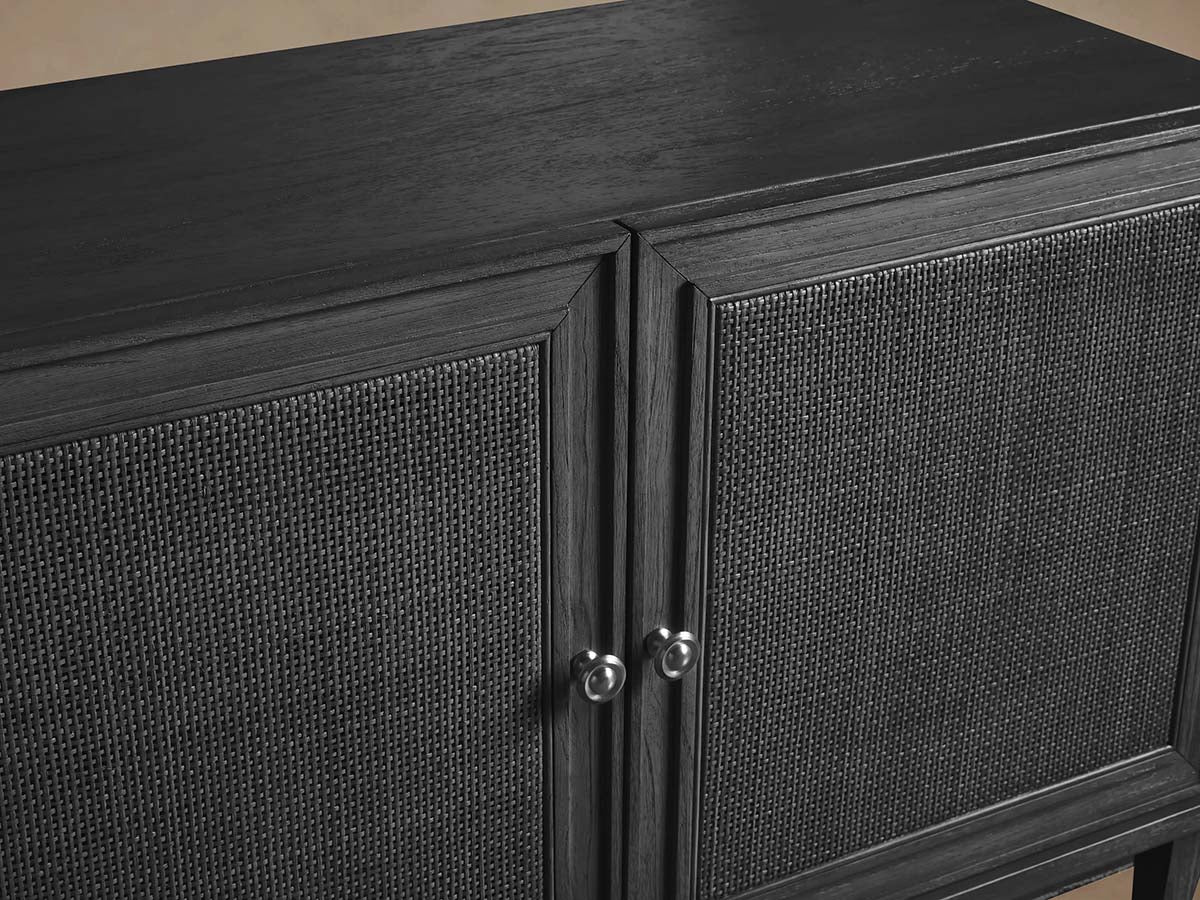 Pearson Mindi TV Stand Woven Cane Cabinet Doors Media Console Entrance Table Wood Sideboard Television Storage Unit Entryways Table