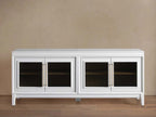 Rowan Wood TV Stand Unit Sideboard with Reeded Glass Doors Entrance Cabinet Modern Modular Media Console Storage Cabinet