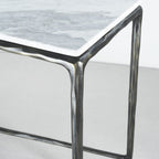 Thaddeus Metal Rectangle Marble Console Table Hand-Forged Entryways Entrance Table