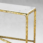Thaddeus Metal Rectangle Marble Console Table Hand-Forged Entryways Entrance Table