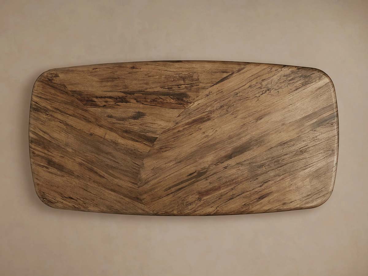 San Rafael Dining Table with Parquetry Top Hand-Aged Natural Primavera Wood