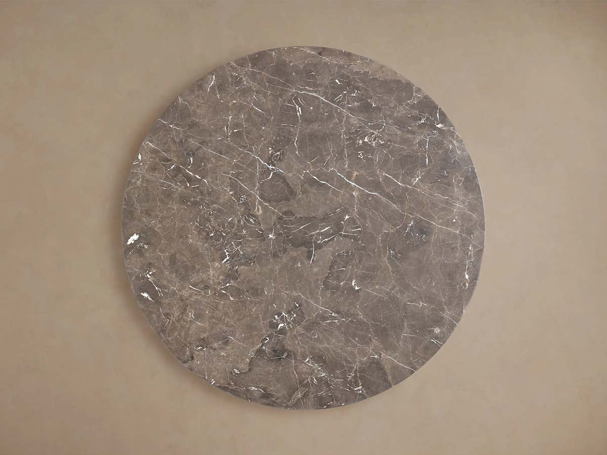 Saint Germain Round Dining Table with Marble Top Wood Dauphine Base