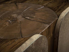 Alvaro Naturally Oxidized Aluminum Panels Buffet Sideboard Raw Wood Stumps Tabletop Entryways Cabinet