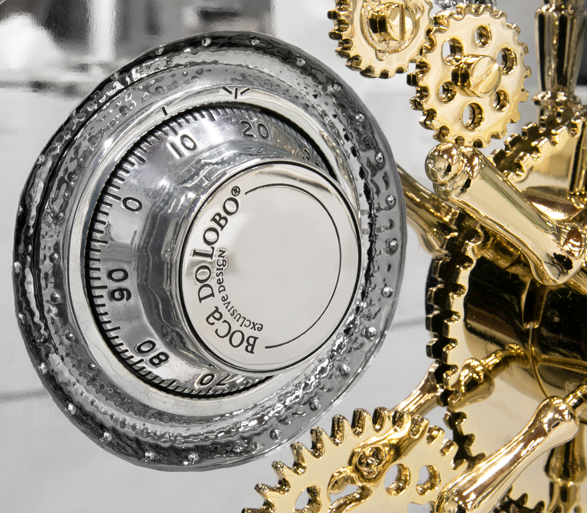 Luxury Portable Jewelry Safe with Secret Dial Lock & Gold-Plated Brass Gear Design