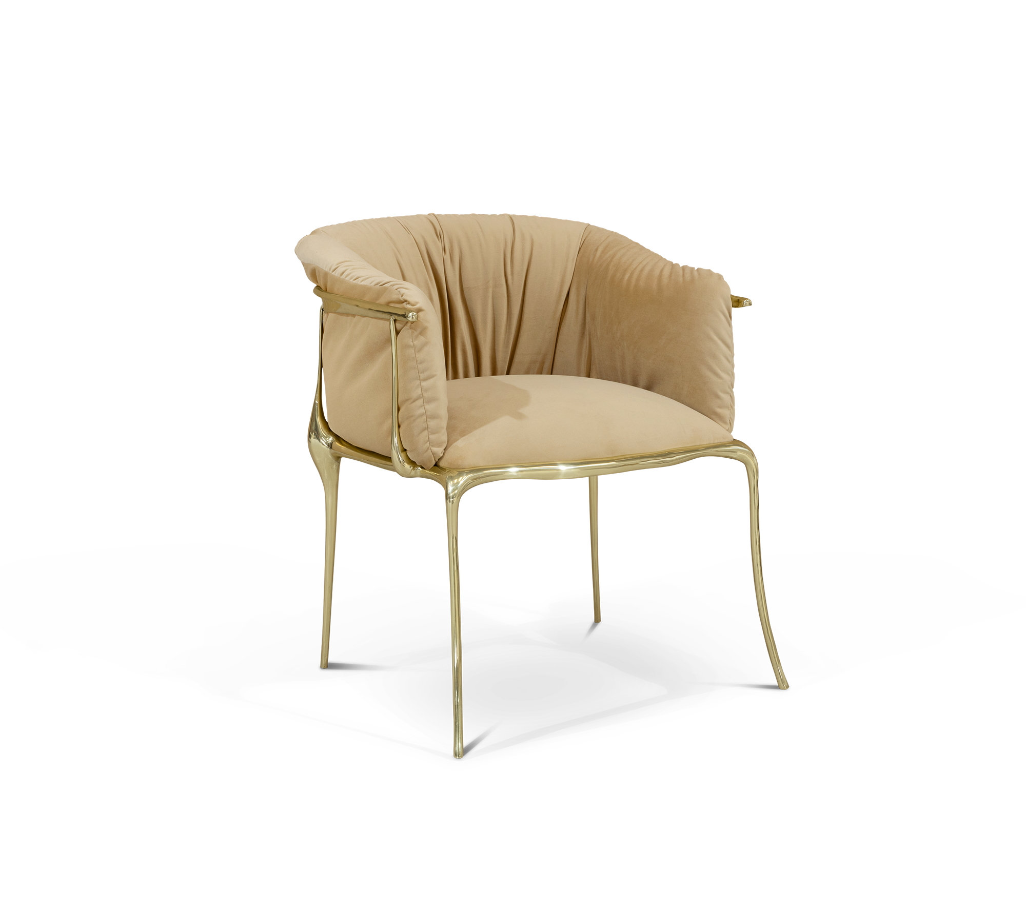 Luxury Surrealist Armchair with Gold-Plated Brass Frame, Velvet Seat & Sculptural Design