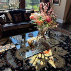 Thaddeus Metal Square Glass Coffee Table Hand-Forged Living Sofa Center Tea Table