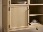 Hattie Glass Tall Display Cabinet Oak Wood Living Room Storage Cabinet Hattie Glass Tall Display Cabinet Arched with Solid Oak Wood Living Room Storage Cabinet