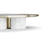 Luxury Calacatta Marble Coffee Table with Black Sculptural Base & Modern Design